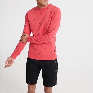 Superdry All Over Embroidery Loopback Crew Sweatshirt, Size 2XL
